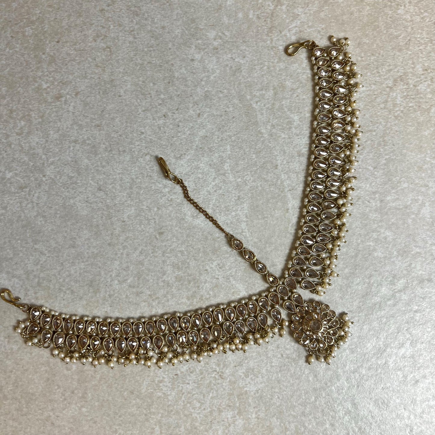 Antique Golden Mathapatti (Indian Headband)/Pakistani/Fashion Jewellery/ Bridal Forehead Jewellery Headpiece/Bollywood /phoolpatti