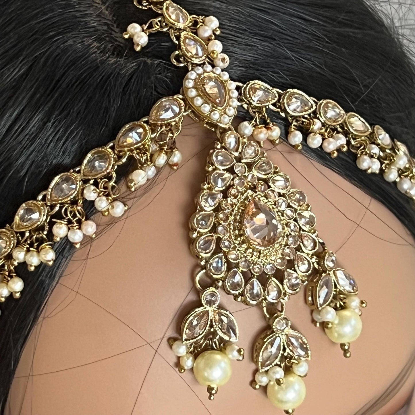 Antique Golden Mathapatti (Indian Headband)/Pakistani/Fashion Jewellery/ Bridal Forehead Jewellery Headpiece/Bollywood /phoolpatti