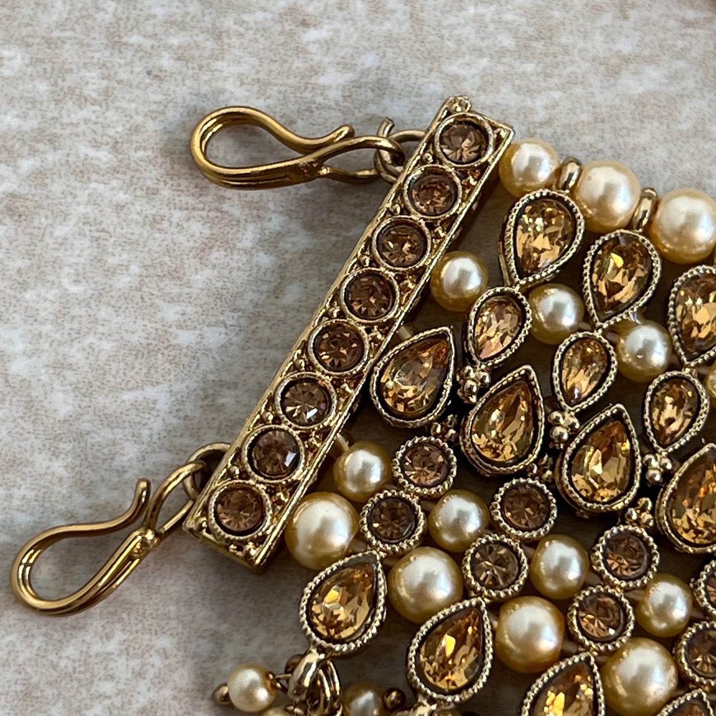 Extra Large Luxury Anklets - Golden Rhinestone Bell Detail Indian Pakistani Style Jhanjra Foot Accessor/ Bridal Heavy High Quality