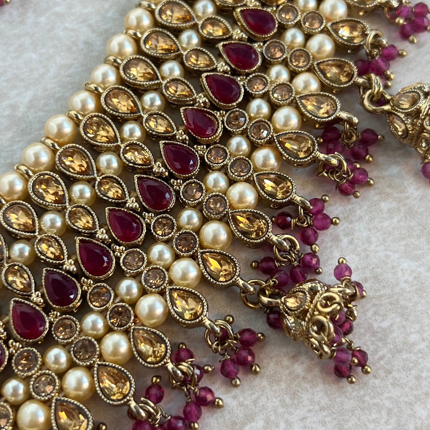 Extra Large Luxury Anklets  Purple and Golden Rhinestone Bell Detail Indian Pakistani Style Jhanjra Foot Accessor/ Bridal Heavy High Quality