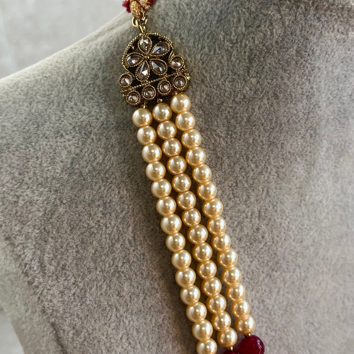 Ruby Pearl Unisex/ Mens Mala/ Womens Mala/Long Necklace/Long Mala/ Haar/ Unique Style/ Indian/ Pakistani/Fashion Jewellery/ Groom/ Bride