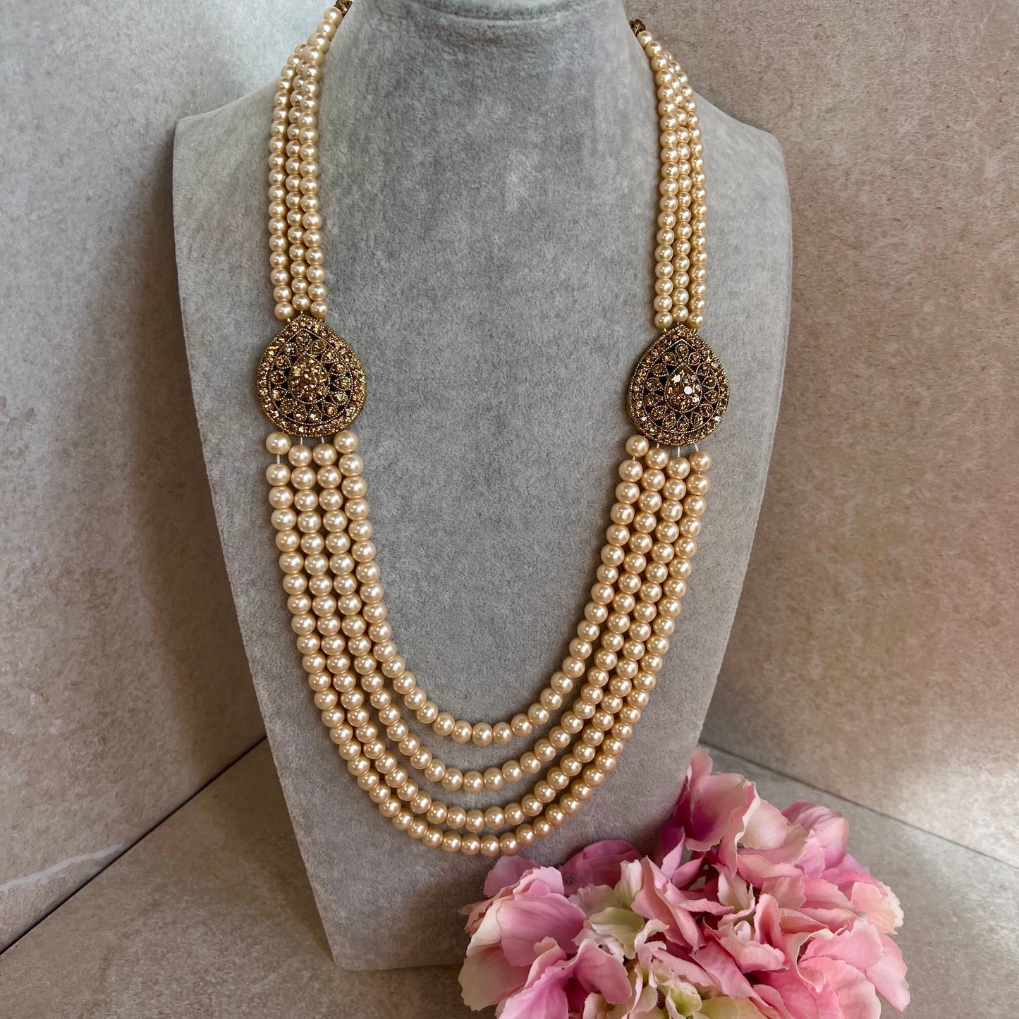 Gold Pearl Unisex/ Mens Mala/ Womens Mala/Long Necklace/Long Mala/ Haar/ Unique Style/ Indian/ Pakistani/Fashion Jewellery/ Groom/ Bride