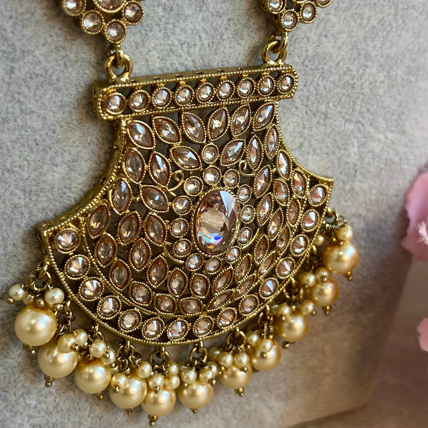 Champagne Zircon Pearl Mala/ Womens Mala/Long Necklace/Long Mala/ Haar/ Unique Style/ Indian/ Pakistani/Fashion Jewellery/ Bride