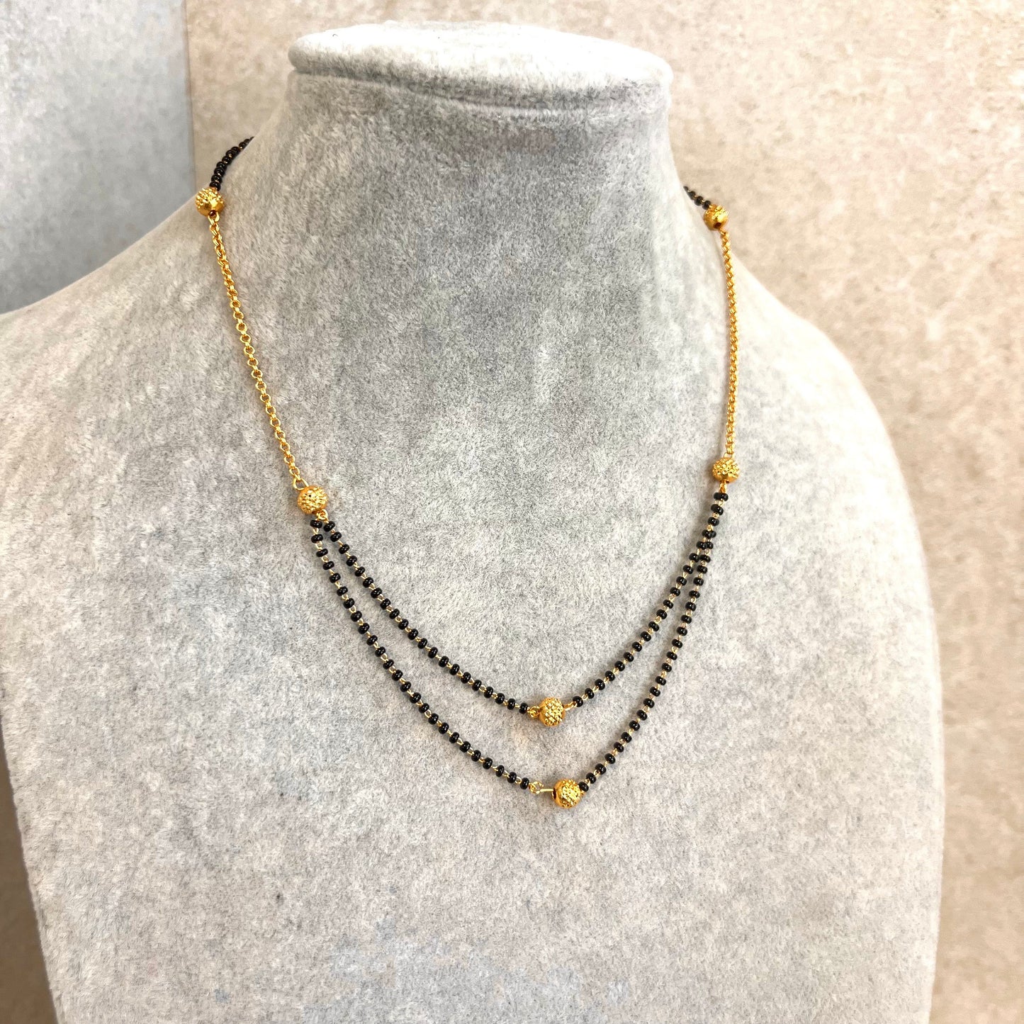 Black and Gold/Mangal Sutra Style/Thin Long Necklace Chain/ Mala/ Unique Style/ Indian/ Ethnic Wear/Fashion Jewellery/ Gift for Women