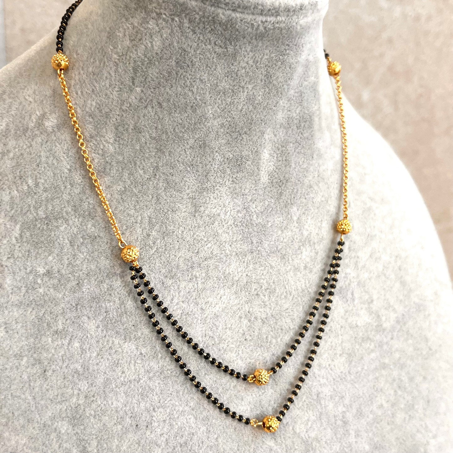 Black and Gold/Mangal Sutra Style/Thin Long Necklace Chain/ Mala/ Unique Style/ Indian/ Ethnic Wear/Fashion Jewellery/ Gift for Women