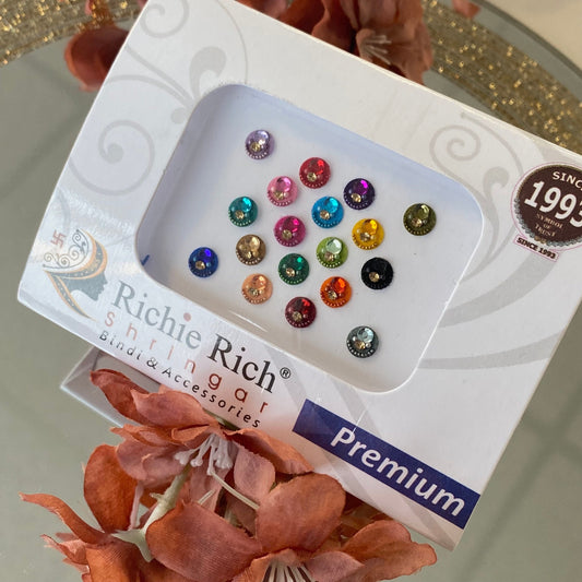 Medium Multicolour Velvet Crystal Round Bindi Pack /Bindiya/ Chanlo/ Indian Accessory/ Forehead