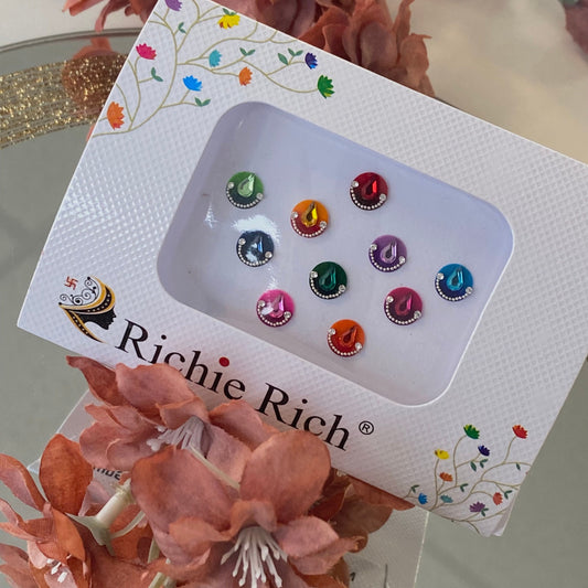 Multicolour Large Crystal Round Bindi Pack /Bindiya/ Chanlo/ Indian Accessory/ Forehead