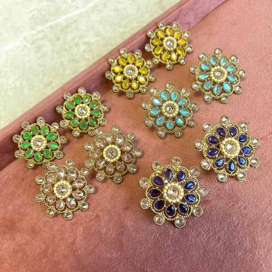 Stud Crystal Earrings - Champagne/ Fashion Jewellery/ Gift for Women/ Indian/ Pakistani Ethnic Jewellery.