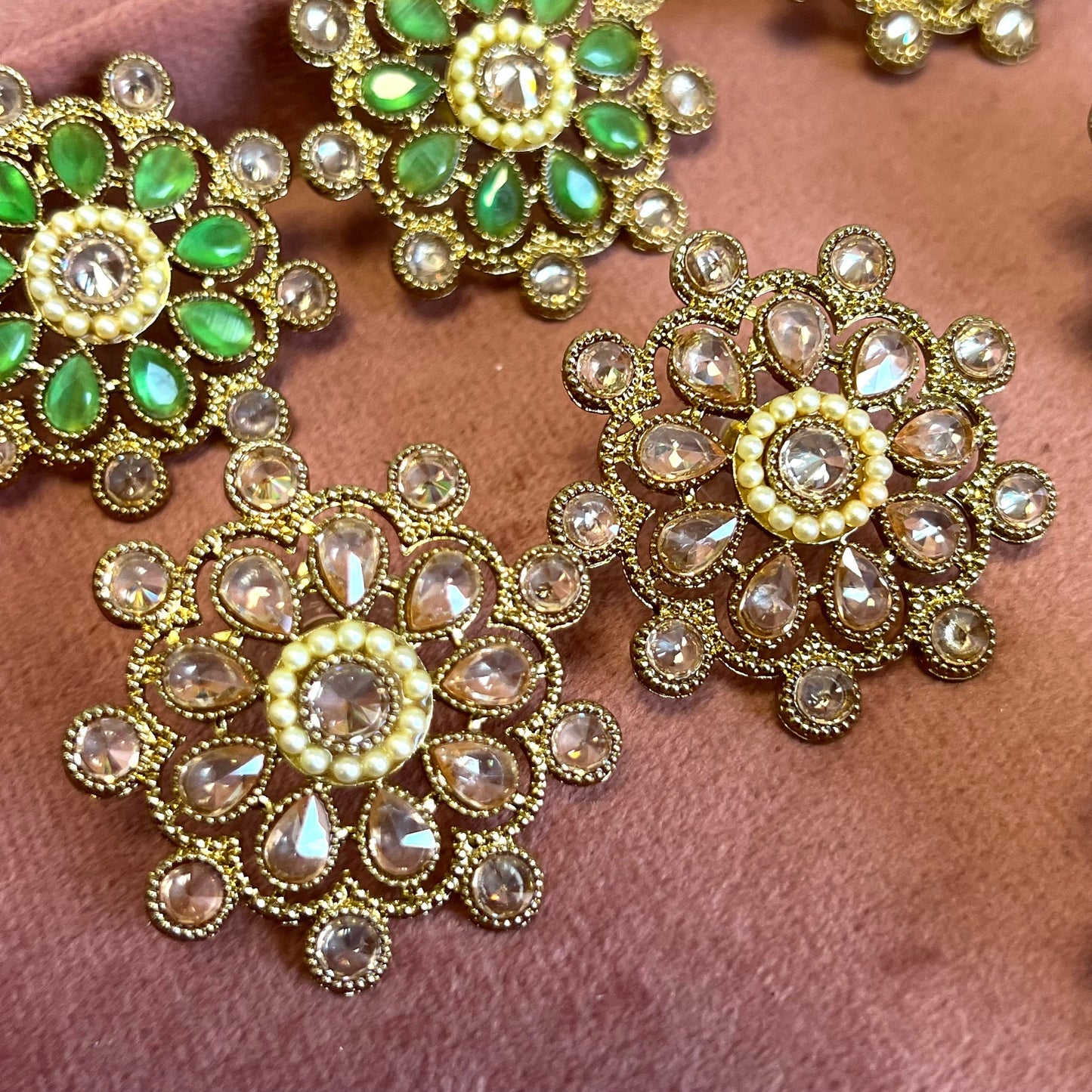 Stud Crystal Earrings - Champagne/ Fashion Jewellery/ Gift for Women/ Indian/ Pakistani Ethnic Jewellery.