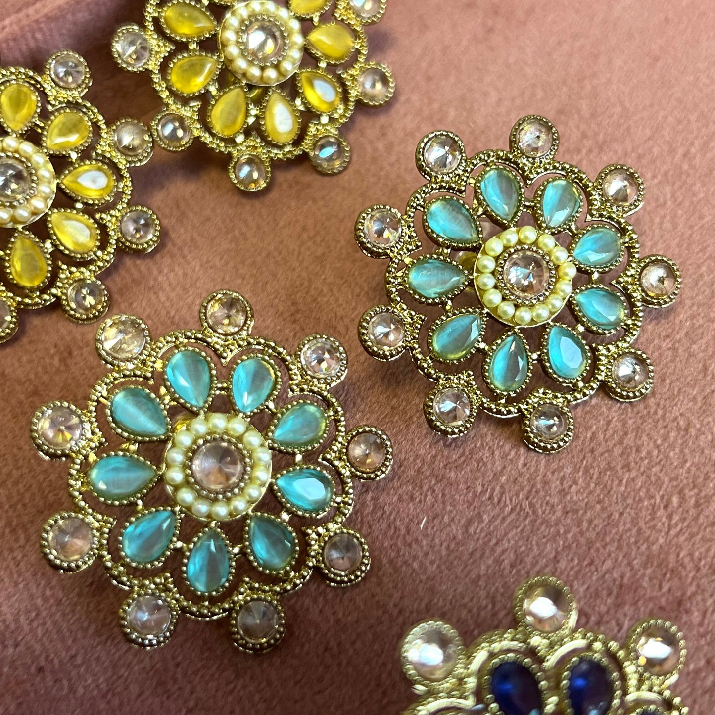 Stud Crystal Earrings - Champagne/ Fashion Jewellery/ Gift for Women/ Indian/ Pakistani Ethnic Jewellery.