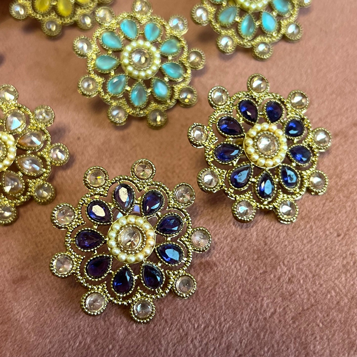 Stud Crystal Earrings - Champagne/ Fashion Jewellery/ Gift for Women/ Indian/ Pakistani Ethnic Jewellery.