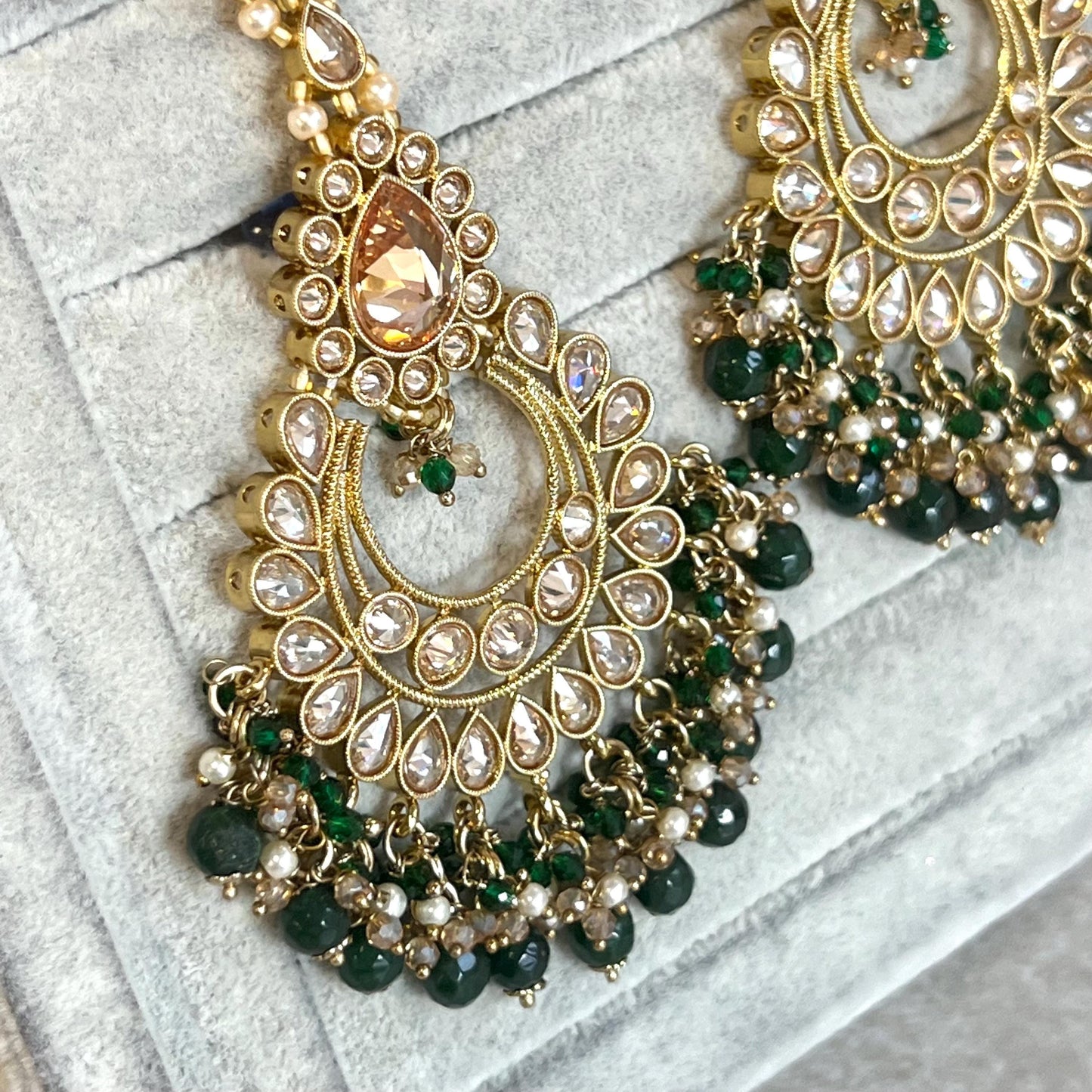 Green Bridal Necklace set Indian/ Pakistani Style/ Wedding/ Fashion Jewellery/ Necklace set