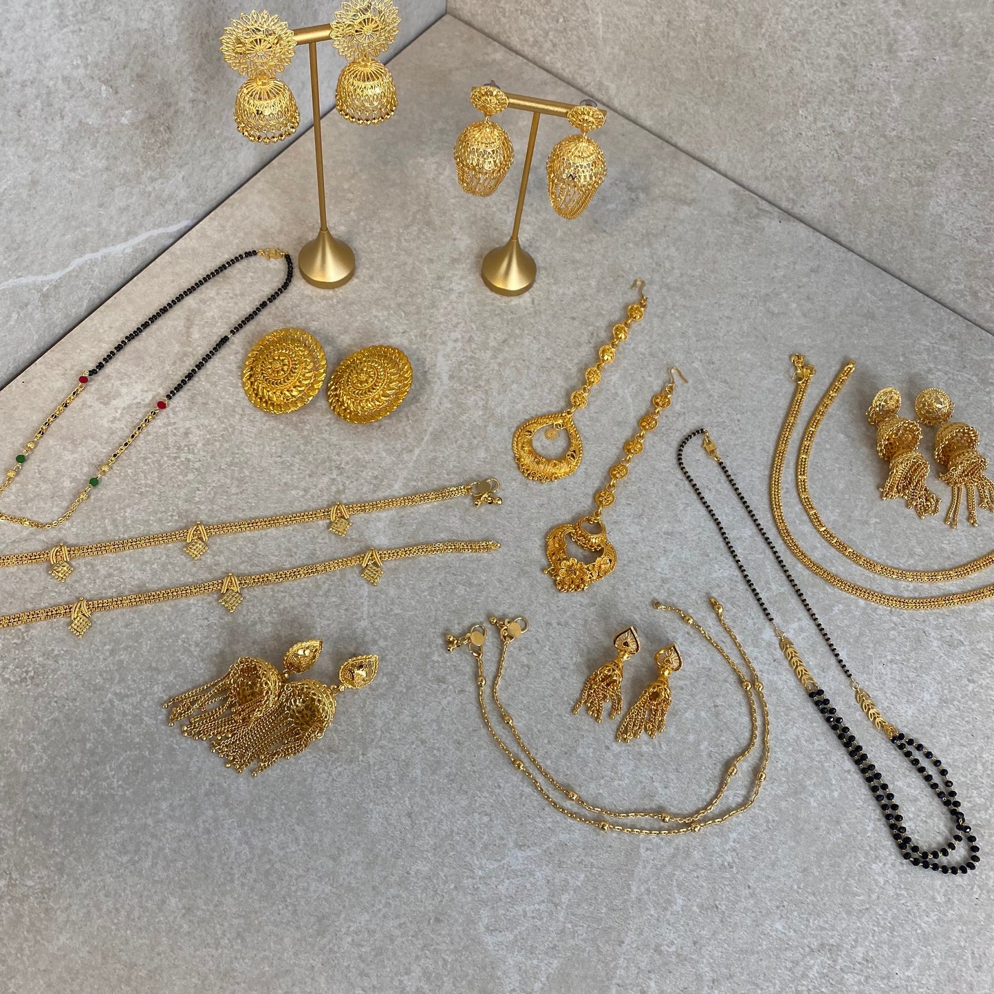 Bright Gold Earring Tops/ Fashion Jewellery/ Gift for Women/Indian/Pakistani style