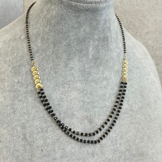 Black and Gold/Mangal Sutra Style/Vine Leaf/ Long Necklace Chain/ Mala/ Unique Style/ Indian/ Ethnic Wear/Fashion Jewellery/ Gift for Women
