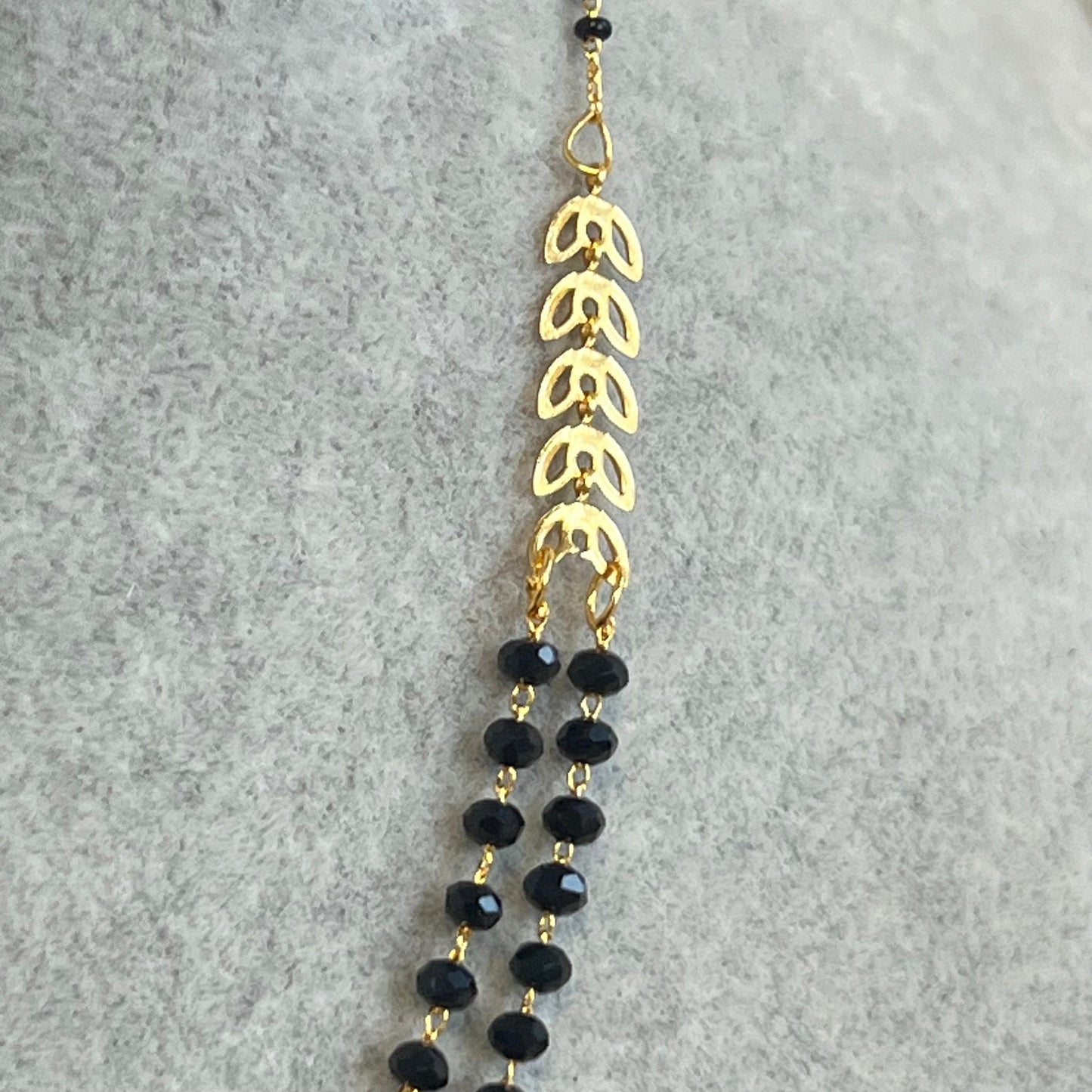 Black and Gold/Mangal Sutra Style/Vine Leaf/ Long Necklace Chain/ Mala/ Unique Style/ Indian/ Ethnic Wear/Fashion Jewellery/ Gift for Women