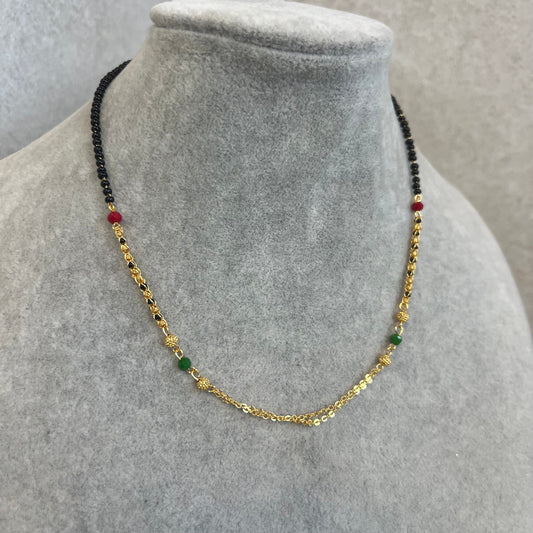 Black and Gold/Mangal Sutra Style/Thin Long Necklace Chain/ Mala/ Unique Style/ Indian/ Ethnic Wear/Fashion Jewellery/ Gift for Women