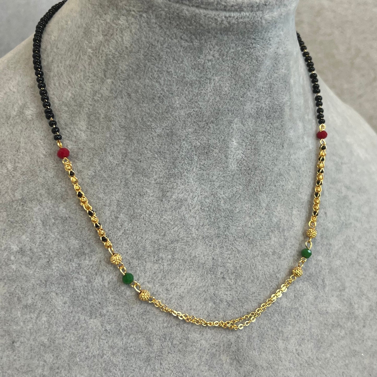 Black and Gold/Mangal Sutra Style/Thin Long Necklace Chain/ Mala/ Unique Style/ Indian/ Ethnic Wear/Fashion Jewellery/ Gift for Women