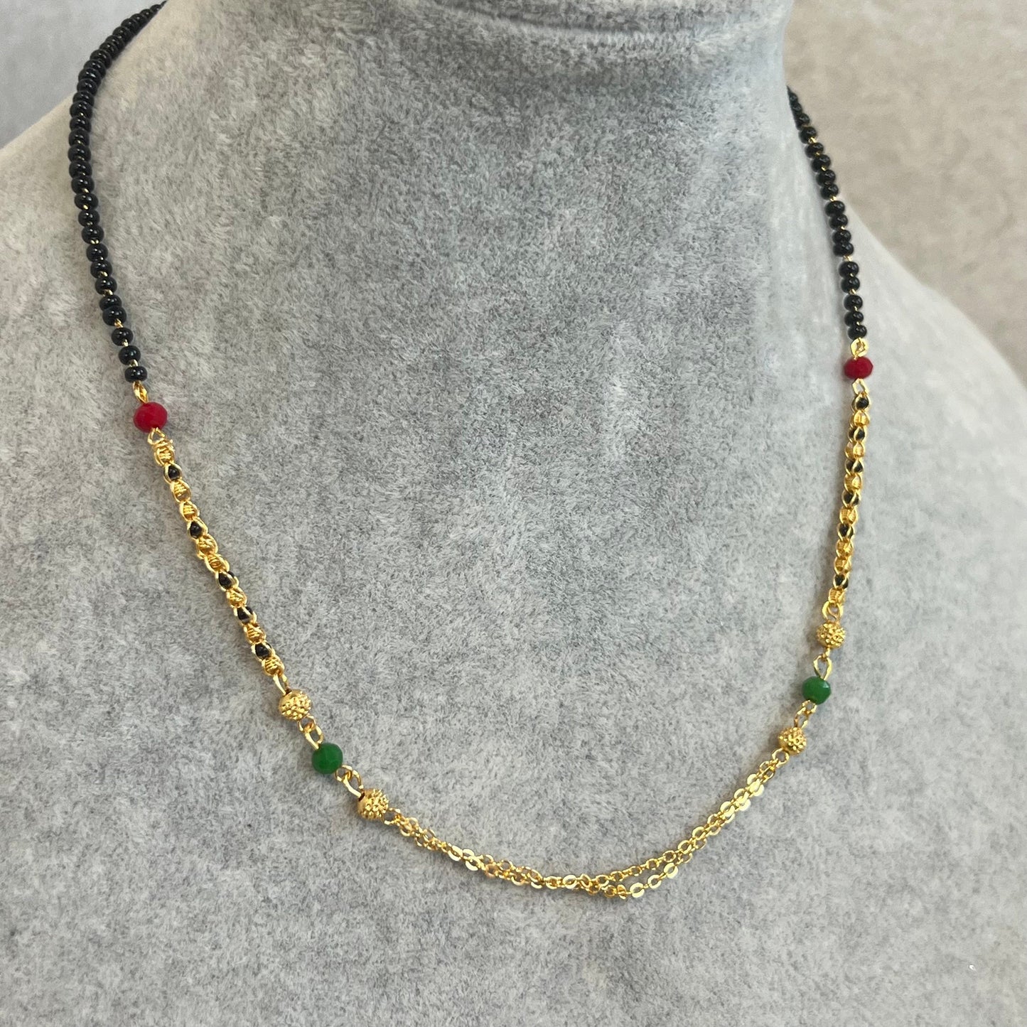 Black and Gold/Mangal Sutra Style/Thin Long Necklace Chain/ Mala/ Unique Style/ Indian/ Ethnic Wear/Fashion Jewellery/ Gift for Women