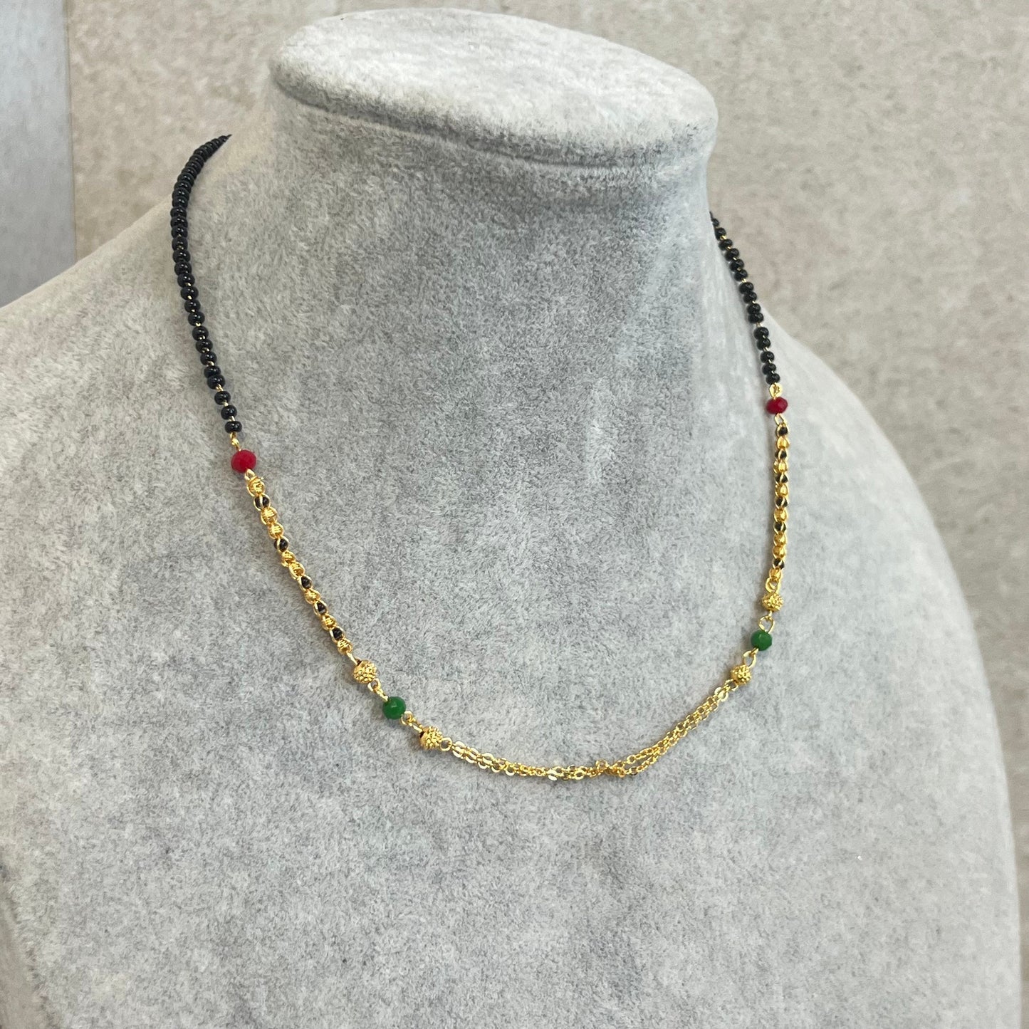 Black and Gold/Mangal Sutra Style/Thin Long Necklace Chain/ Mala/ Unique Style/ Indian/ Ethnic Wear/Fashion Jewellery/ Gift for Women