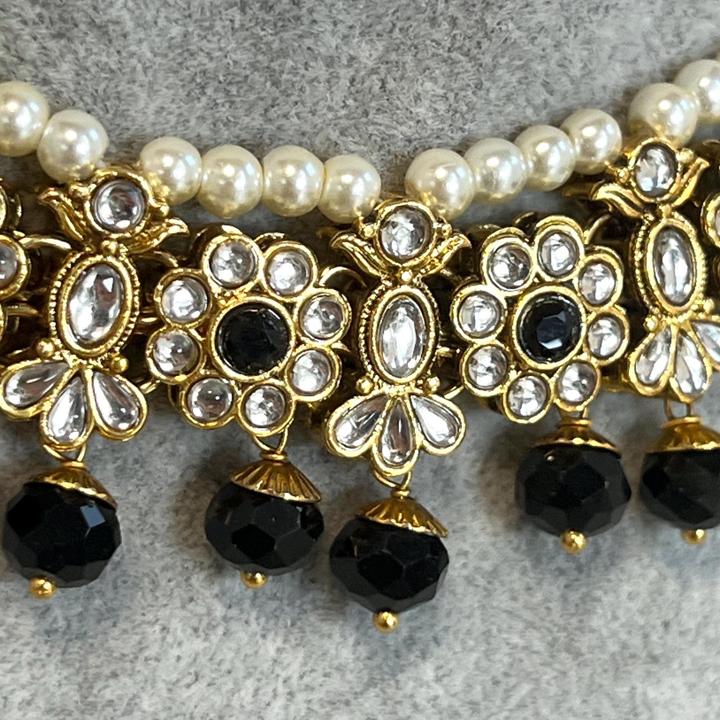 Black and Gold Faux Kundan/ Necklace only/ Unique Style/ Indian/ Pakistani/Fashion Jewellery/ Gift for Women/ Light Weight