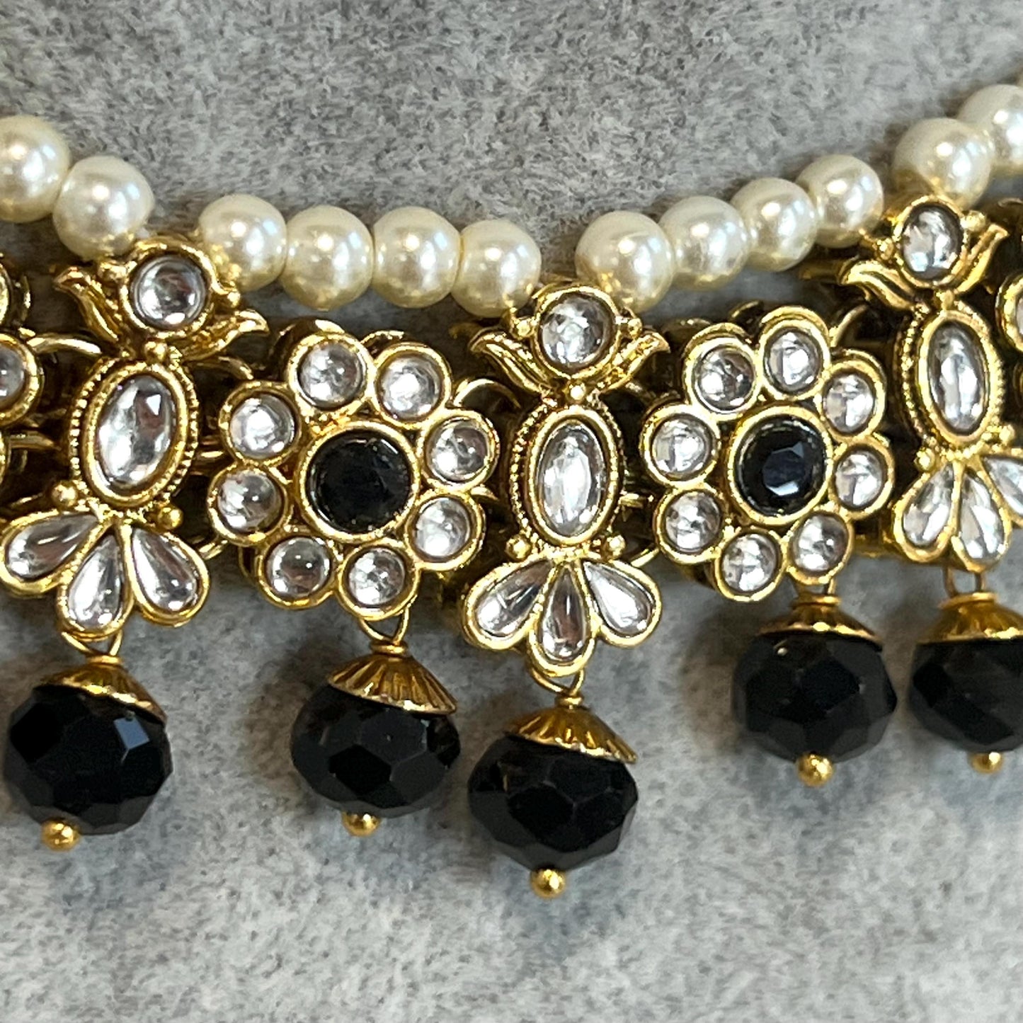 Black and Gold Faux Kundan/ Necklace only/ Unique Style/ Indian/ Pakistani/Fashion Jewellery/ Gift for Women/ Light Weight