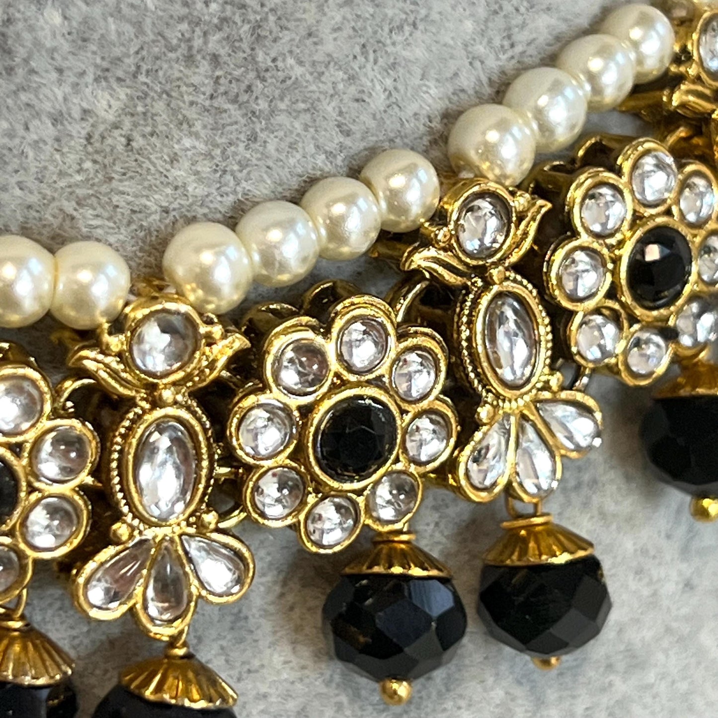 Black and Gold Faux Kundan/ Necklace only/ Unique Style/ Indian/ Pakistani/Fashion Jewellery/ Gift for Women/ Light Weight