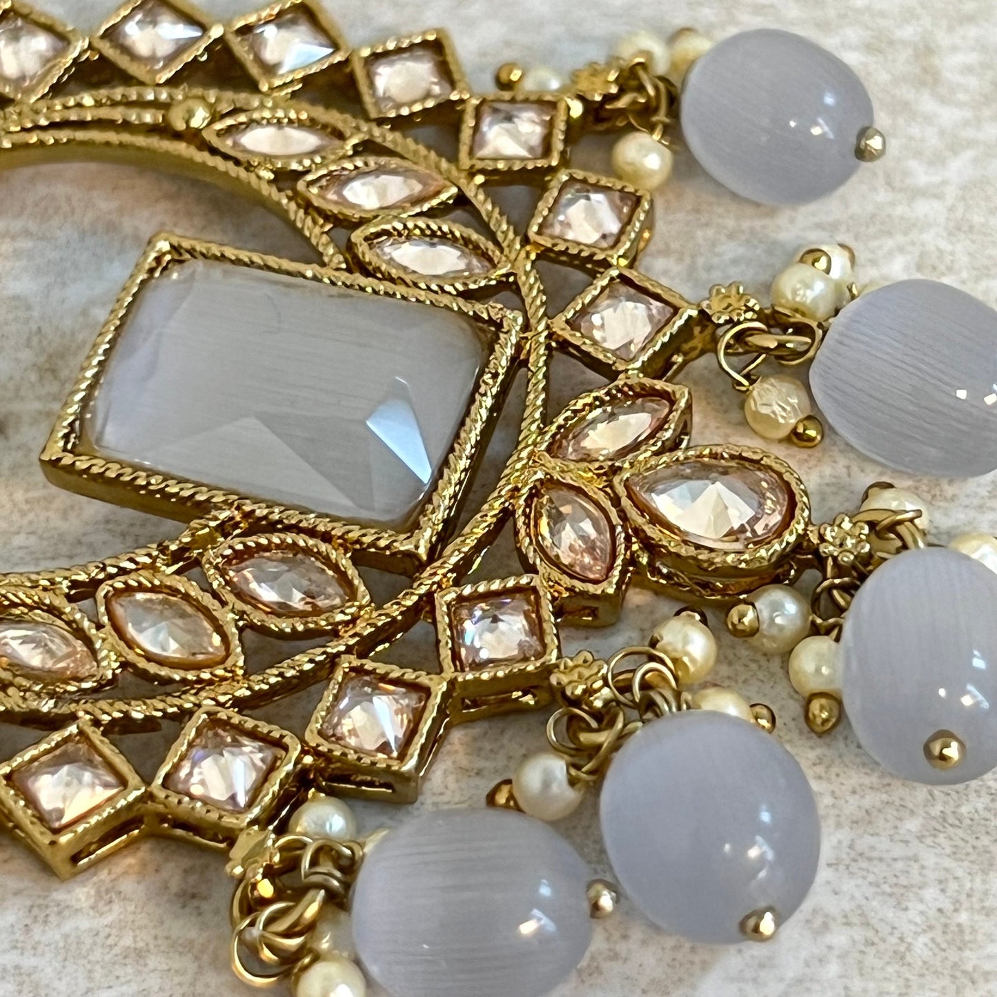 Grey Choker set Earring/ Tikka/ Tikli/ Indian/ Pakistani/Fashion Jewellery/ Gift for Women