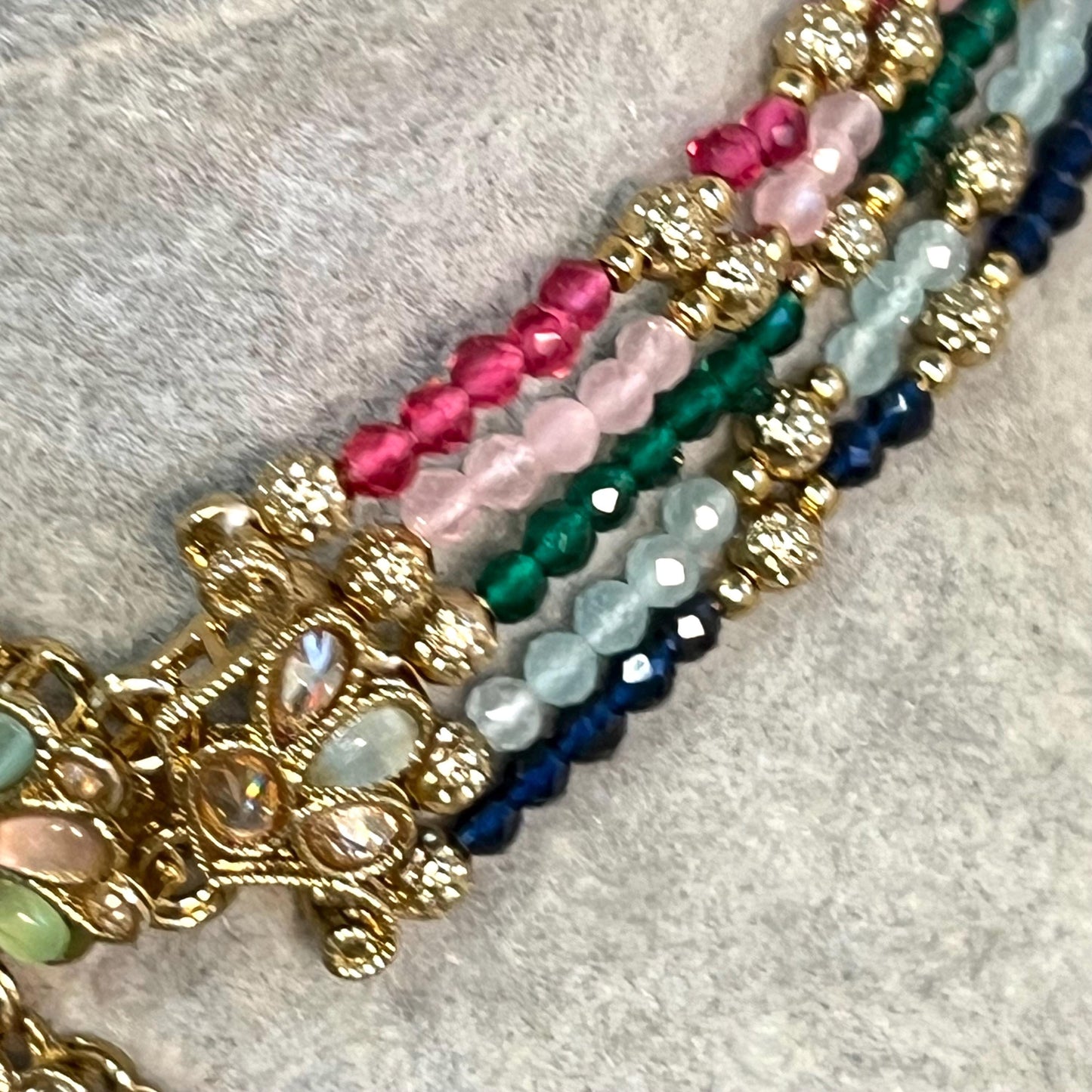 Navy -Multicoloured Choker Set with Jhumka Earring and Tikka/ Antique Gold with Champagne Zircon Crystal/Asian Jewellery/ Multiple Colours