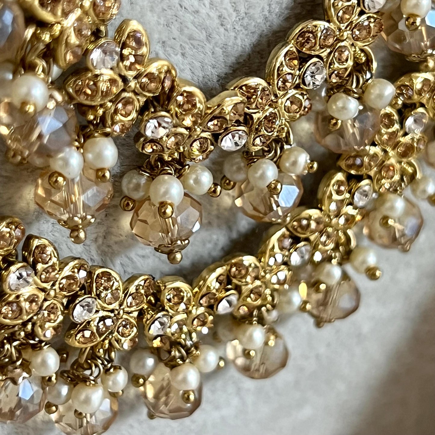 Gold /Antique Gold with Golden Rhinestone Long Necklace set With Jhumka Earring and Tikka/long necklace/ Haar/ Mala/ Earring/Wedding/Fashion