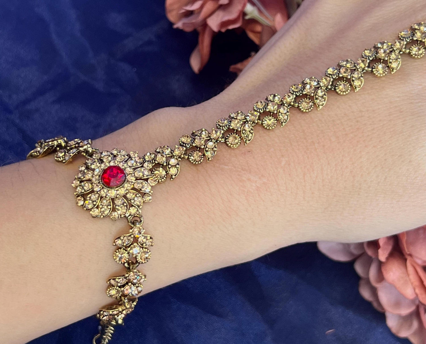 Maroon & Gold Hand Harness/Maroon Hathpool/ Gold/Golden/ Fashion Jewellery/ Gift for Women/Indian/Pakistani style /Haathphool/Hand Accessory