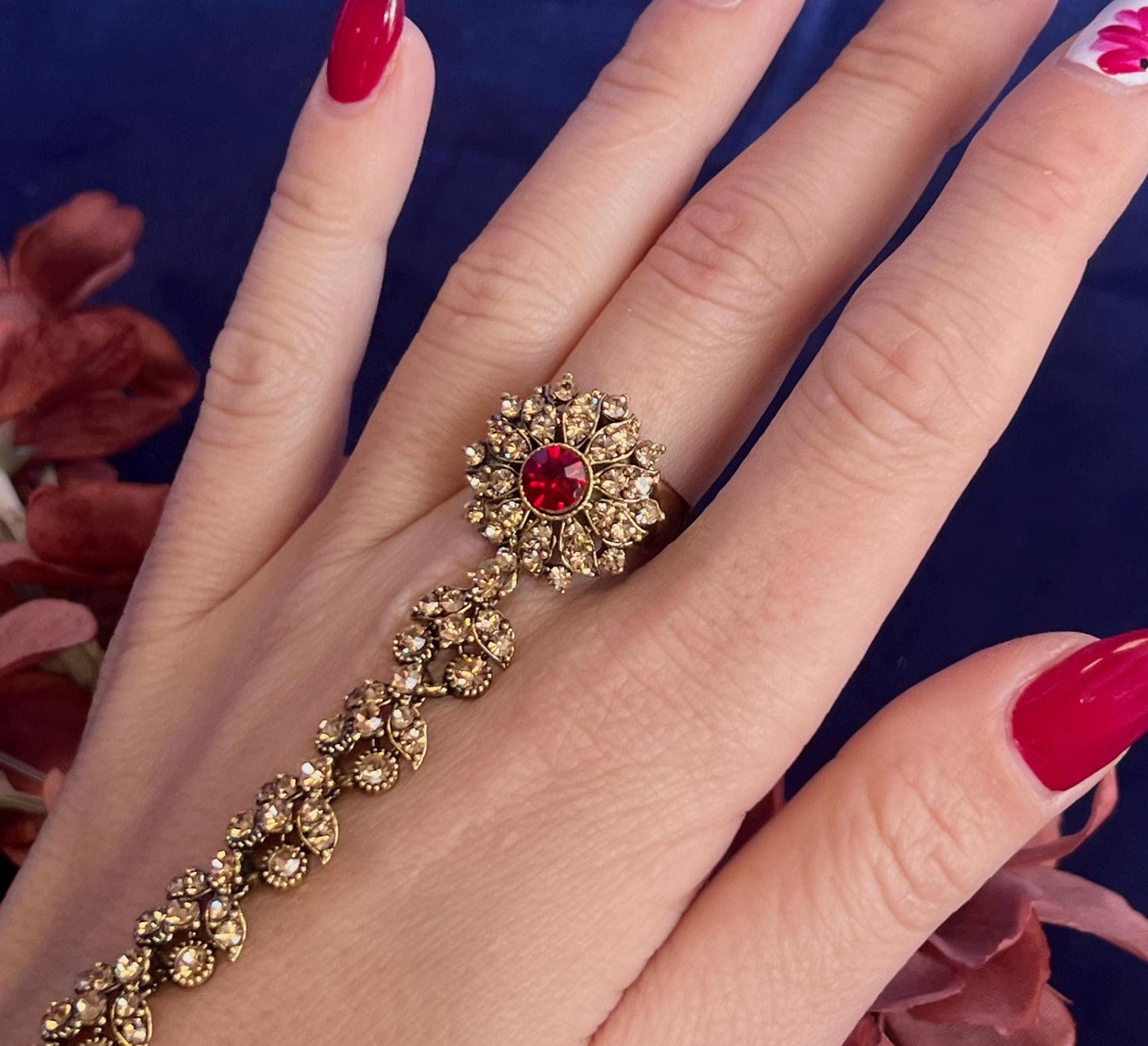 Maroon & Gold Hand Harness/Maroon Hathpool/ Gold/Golden/ Fashion Jewellery/ Gift for Women/Indian/Pakistani style /Haathphool/Hand Accessory