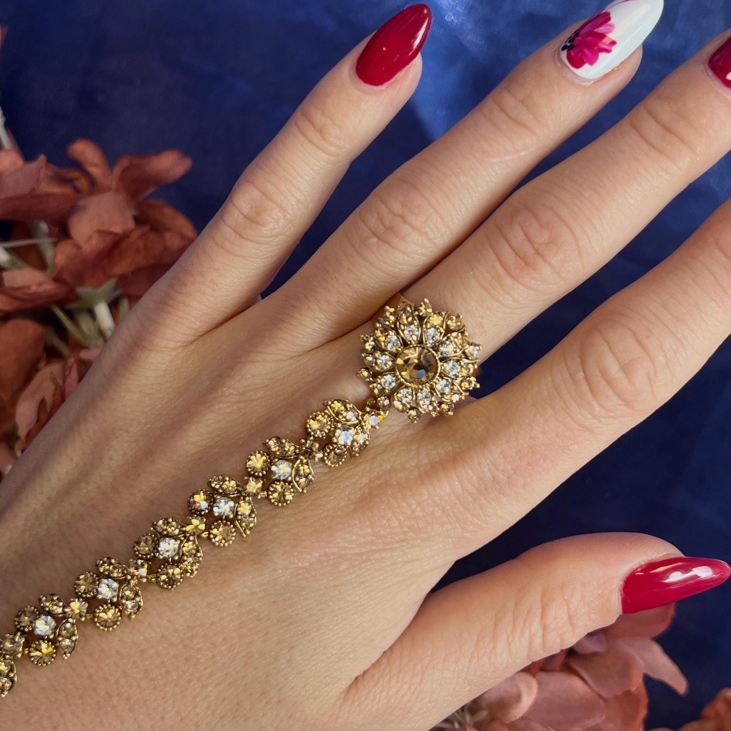 Clear & Gold Hand Harness/Gold Hathpool/Clear Hathpool/Golden Harnesses//Indian/ Pakistani/Jewelley/ Fashion Bracelet/ Clear