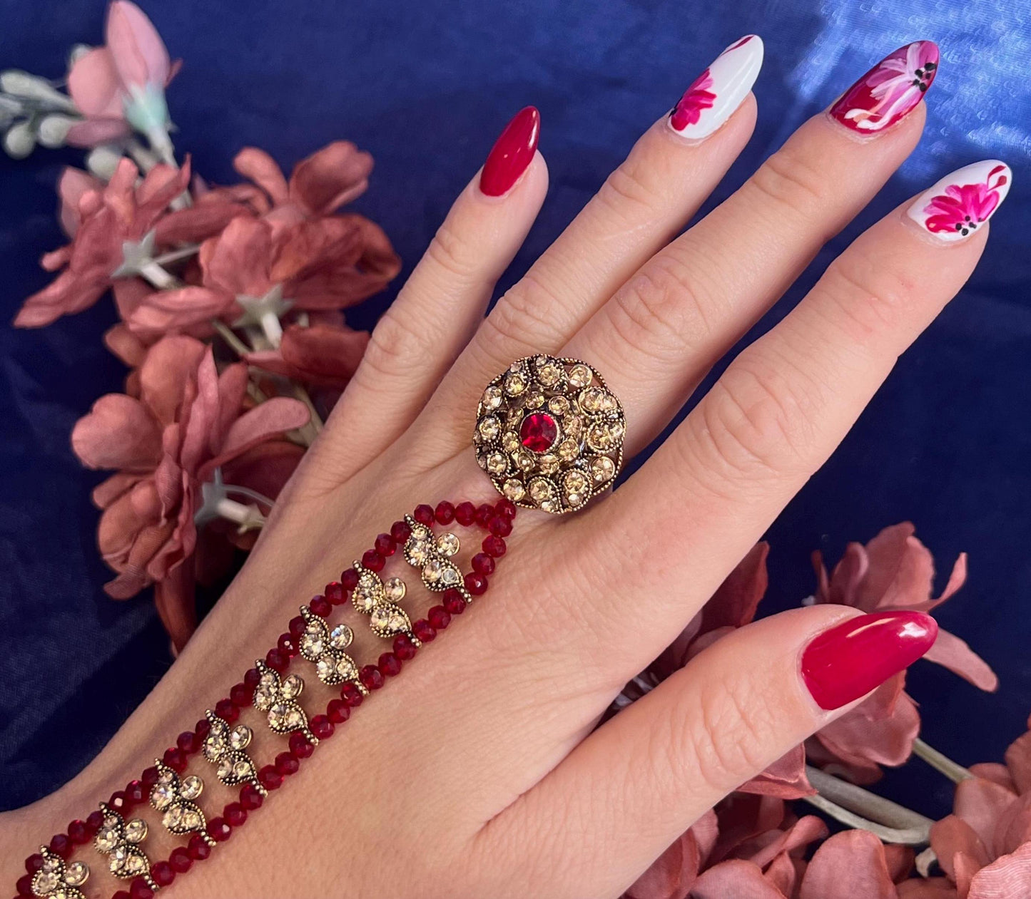 Maroon Hand Harness/Golden Hand Harness/Fashion Jewellery/Maroon Hathpool/Indian/Pakistani style /Haathphool/Hand Accessory