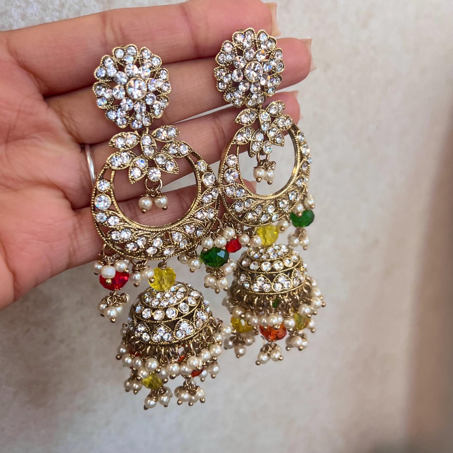 Multicolour Necklace Set  - Multicolour Earring/ Tikka/ Tikli/ Indian/ Pakistani/Fashion Jewellery/Mendhi/ Green, Orange, Yellow and Red