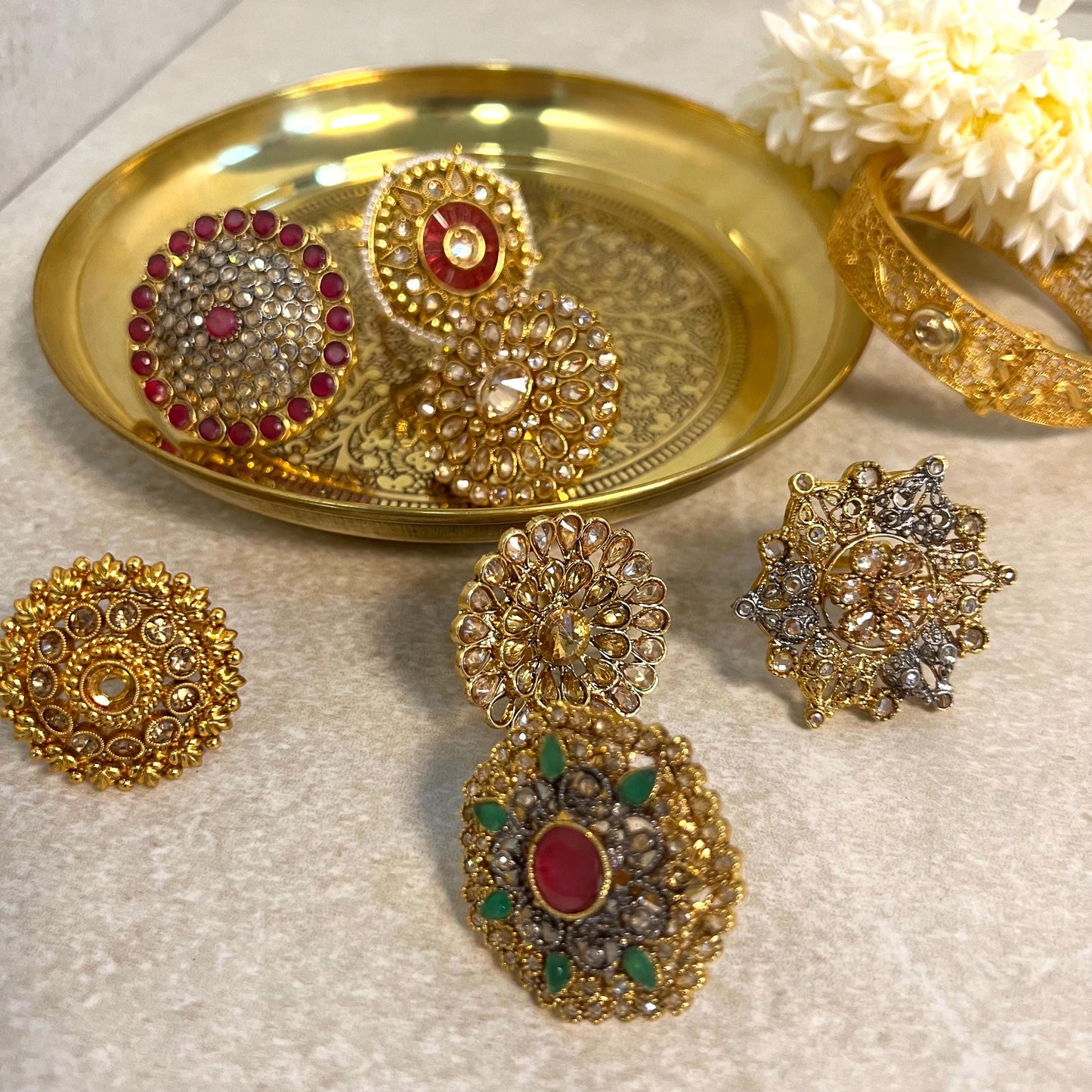 Medium Ring - White/ Fashion Jewellery/ Gift for Women/Indian/Pakistani style/ Slightly Imperfect/ Clearance