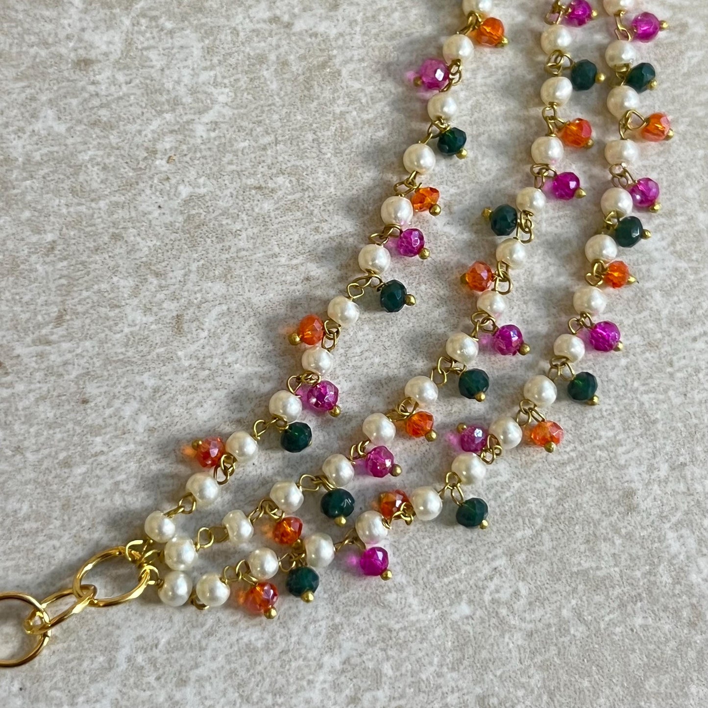 Multicolour Mendhi Colour Ear Chains (Saharey) / Indian Style Earring/ Fashion Jewellery/ Gift for Women