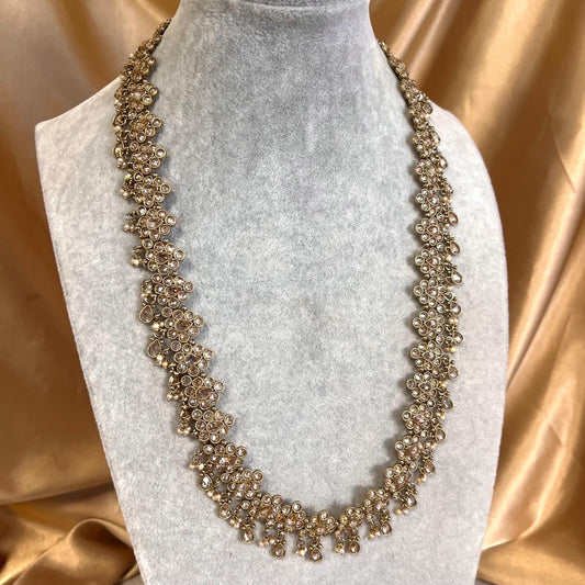 Champagne Short to Lond Adjustable Mala Necklace only/ Antique Gold/ Zircon Crystal Indian/ Pakistani/Fashion Jewellery/ Gift for Women