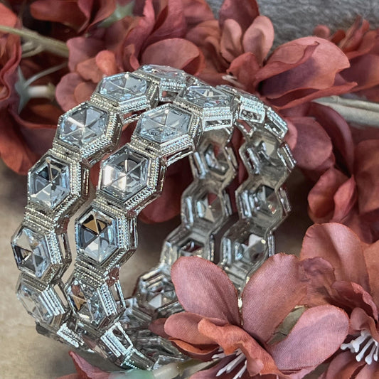 Set of 2 Silver Kada Bangles/Indian/Pakistani/Jewelley/Silver Bangles/Fashion Bracelet