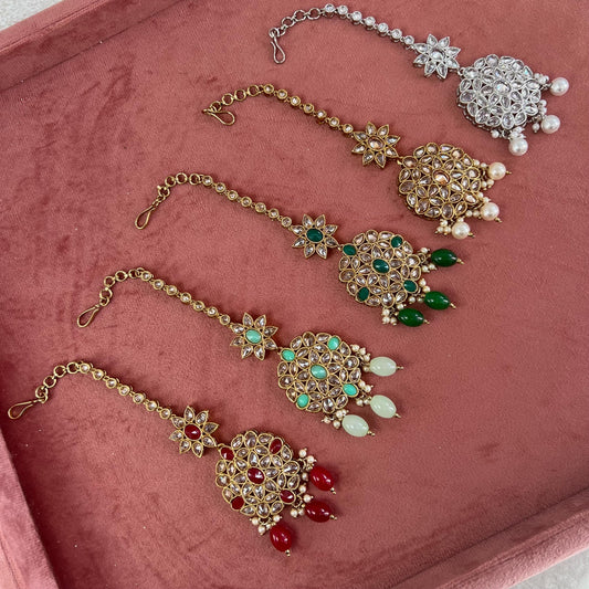 Crystal Tikka - Antique Gold /Champagne Zircon Crystal / Tikli/ Indian/ Pakistani Fashion Jewellery/ Maang Tikkas/ Mix Colours