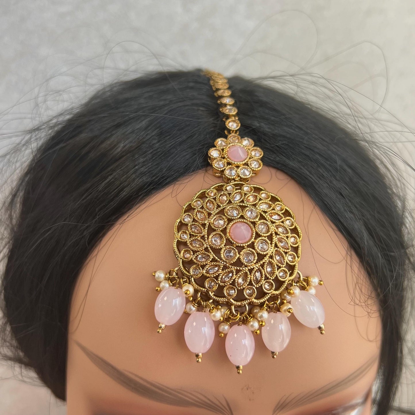 Round Crystal Tikka - Antique Gold /Champagne Zircon Crystal /Silver  Tikli/ Indian/ Pakistani Fashion Jewellery/ Maang Tikkas/ Mix Colours