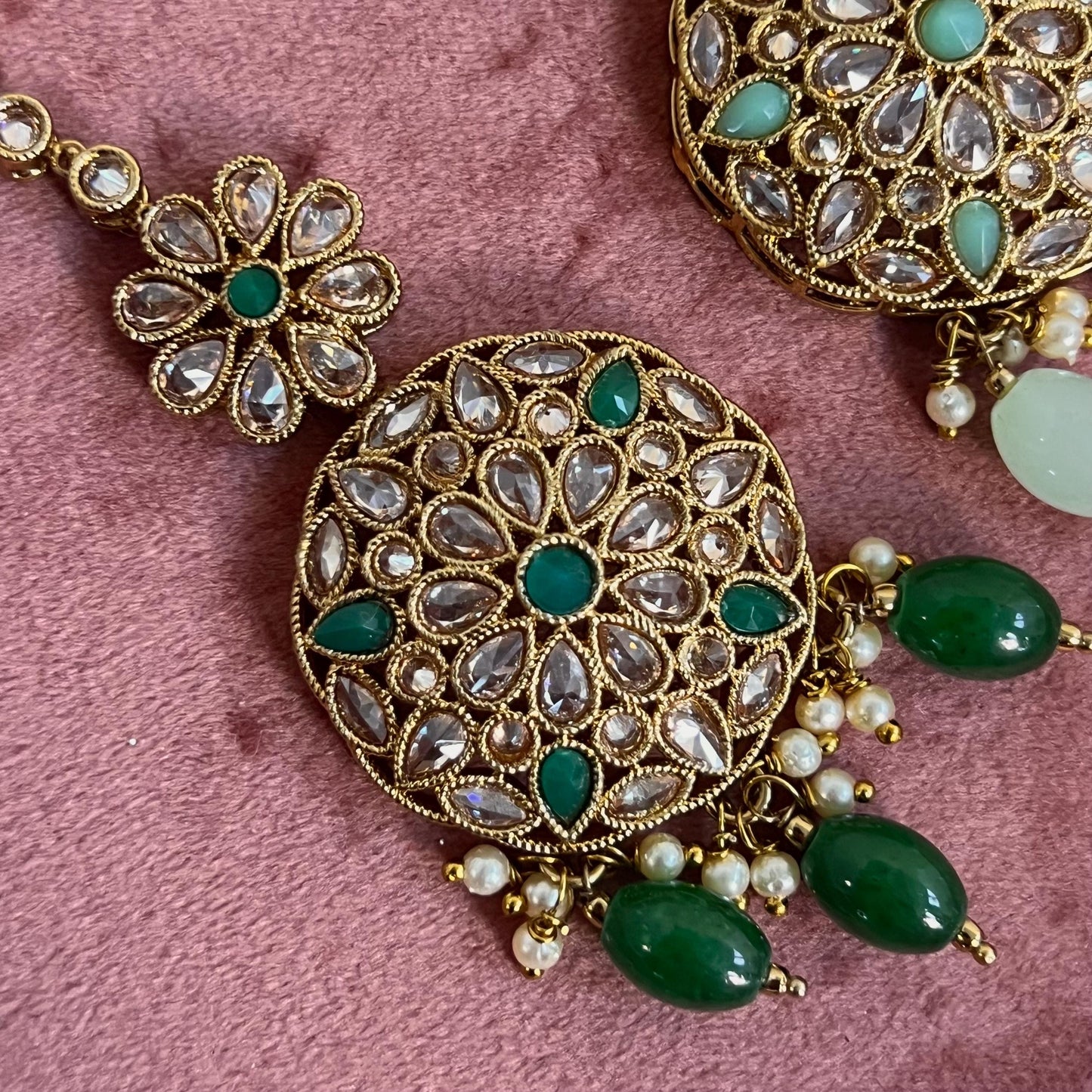 Circle Crystal Tikka - Antique Gold /Champagne Zircon Crystal /Mix Colour/ Tikli/ Indian/ Pakistani Fashion Jewellery/ Maang Tikkas/