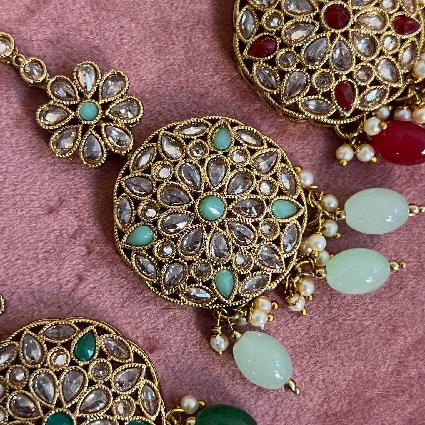 Circle Crystal Tikka - Antique Gold /Champagne Zircon Crystal /Mix Colour/ Tikli/ Indian/ Pakistani Fashion Jewellery/ Maang Tikkas/