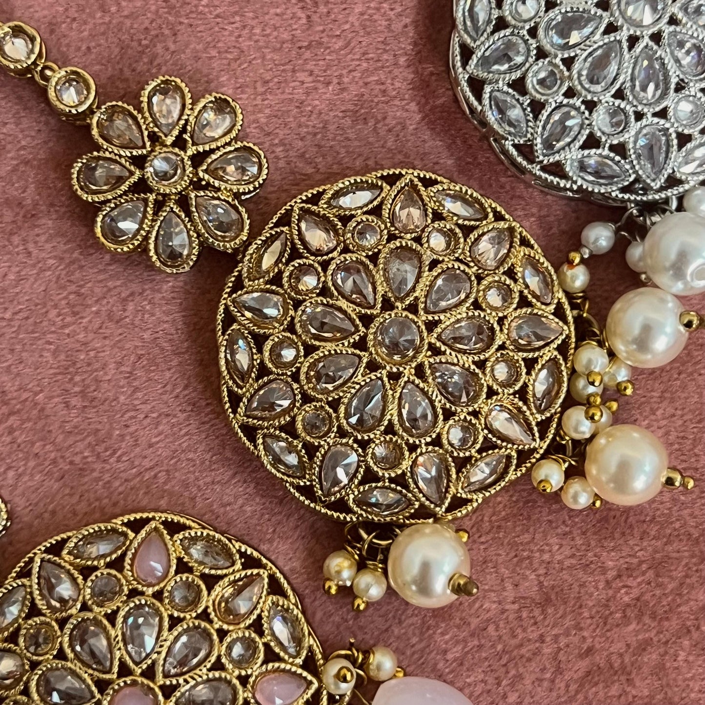 Circle Crystal Tikka - Antique Gold /Champagne Zircon Crystal /Mix Colour/ Tikli/ Indian/ Pakistani Fashion Jewellery/ Maang Tikkas/