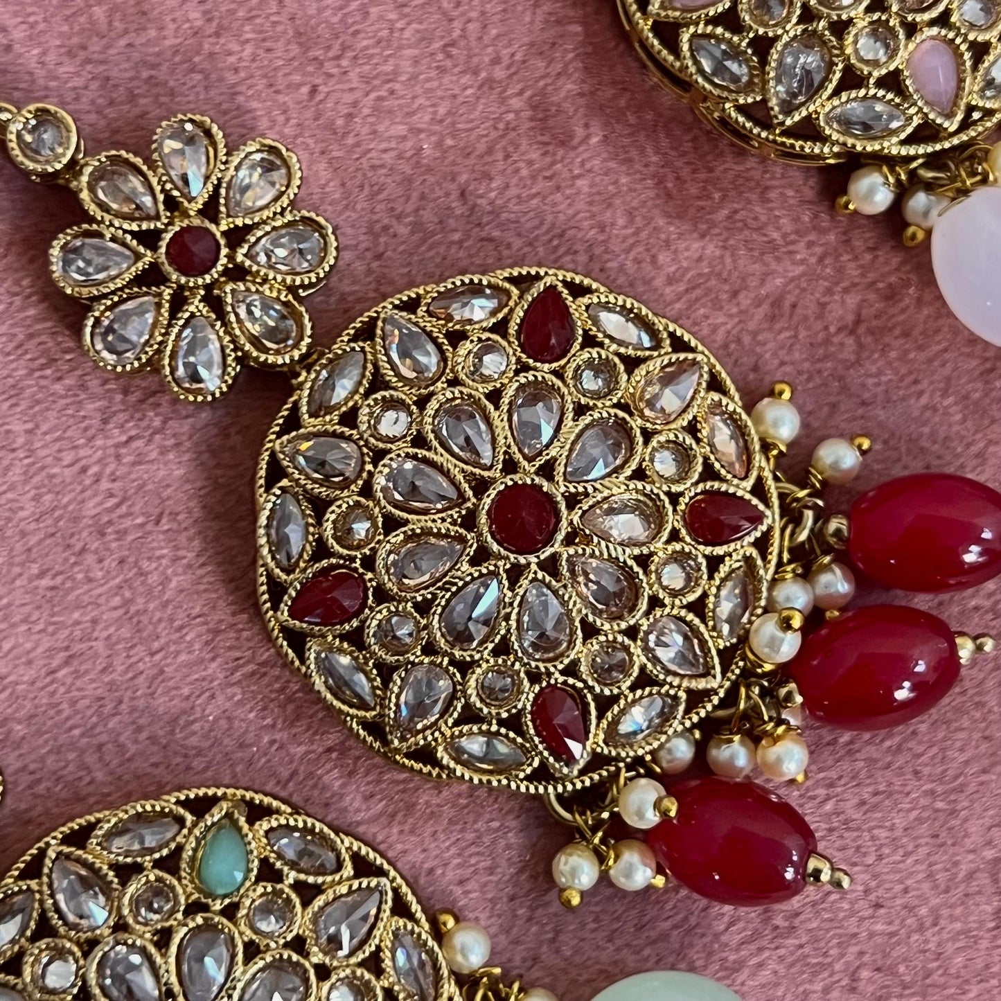 Circle Crystal Tikka - Antique Gold /Champagne Zircon Crystal /Mix Colour/ Tikli/ Indian/ Pakistani Fashion Jewellery/ Maang Tikkas/