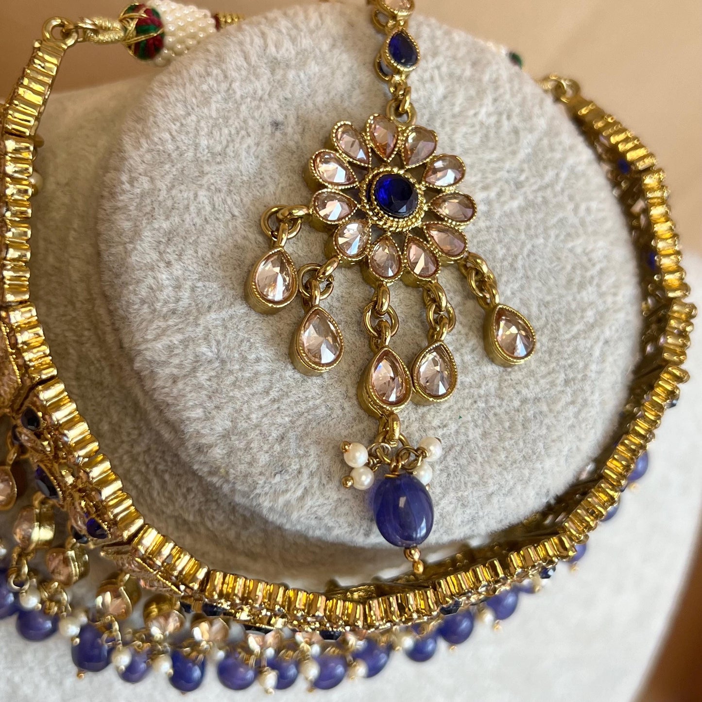 Navy Indian Choker Set/Navy Earrings/ Navy Tikka/ Tikli/Indian/ Pakistani/Fashion Jewellery/ Gift for Women