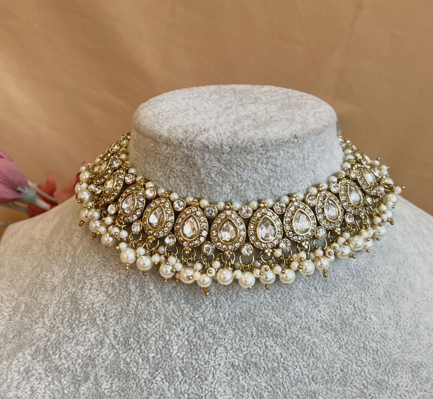 Clear Stone Indian Choker/ Unique/ Style/ Indian/ Pakistani/Fashion Jewellery/ Gift for Women