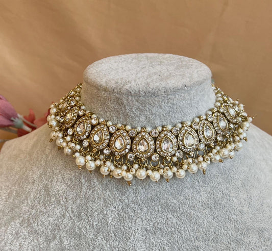 Clear Stone Indian Choker/ Unique/ Style/ Indian/ Pakistani/Fashion Jewellery/ Gift for Women