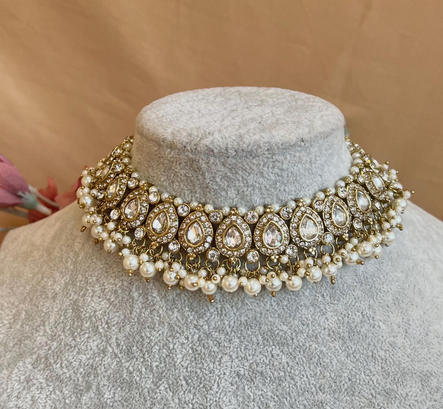 Clear Stone Indian Choker/ Unique/ Style/ Indian/ Pakistani/Fashion Jewellery/ Gift for Women