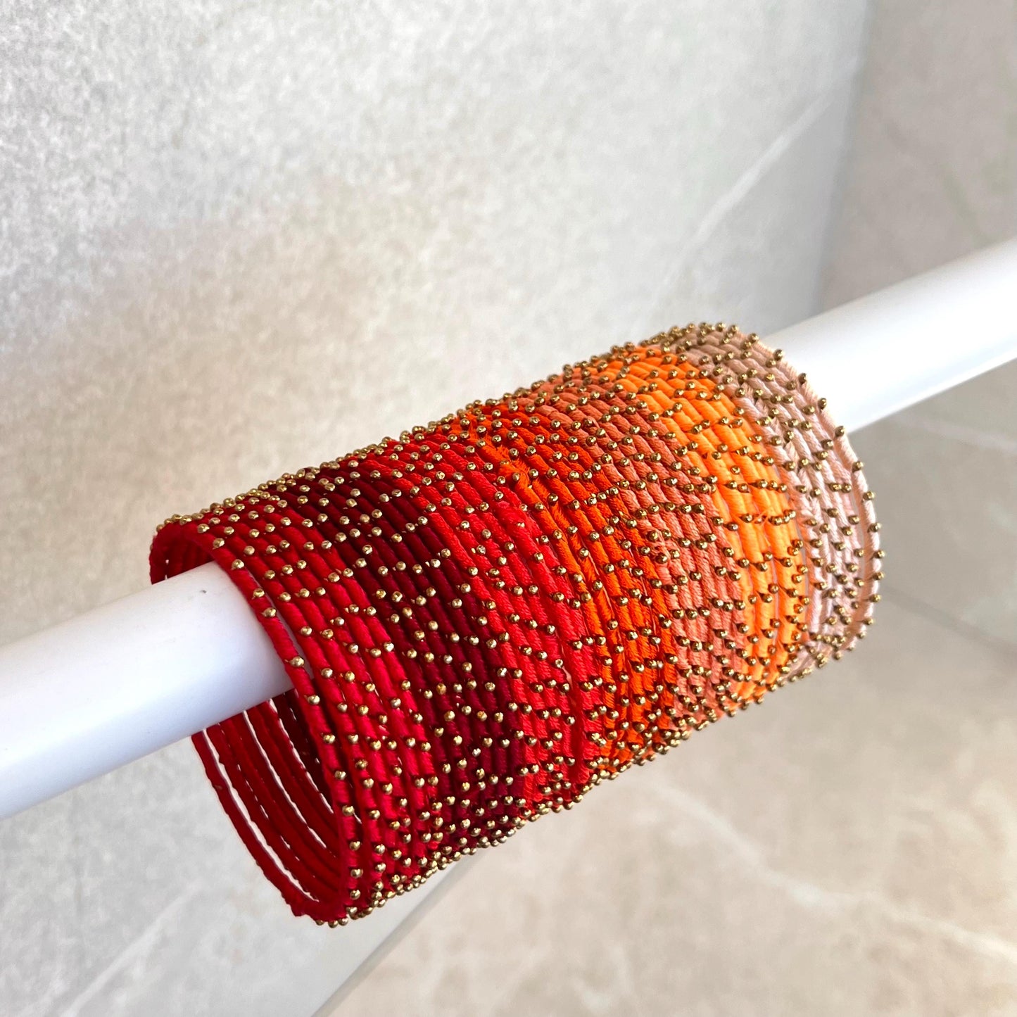 Red/ Orange Shades/Thread Coloured Bangle Block/ Collection/ Set/ Indian/ Pakistani Bangles/ 2.6 Small Bangles