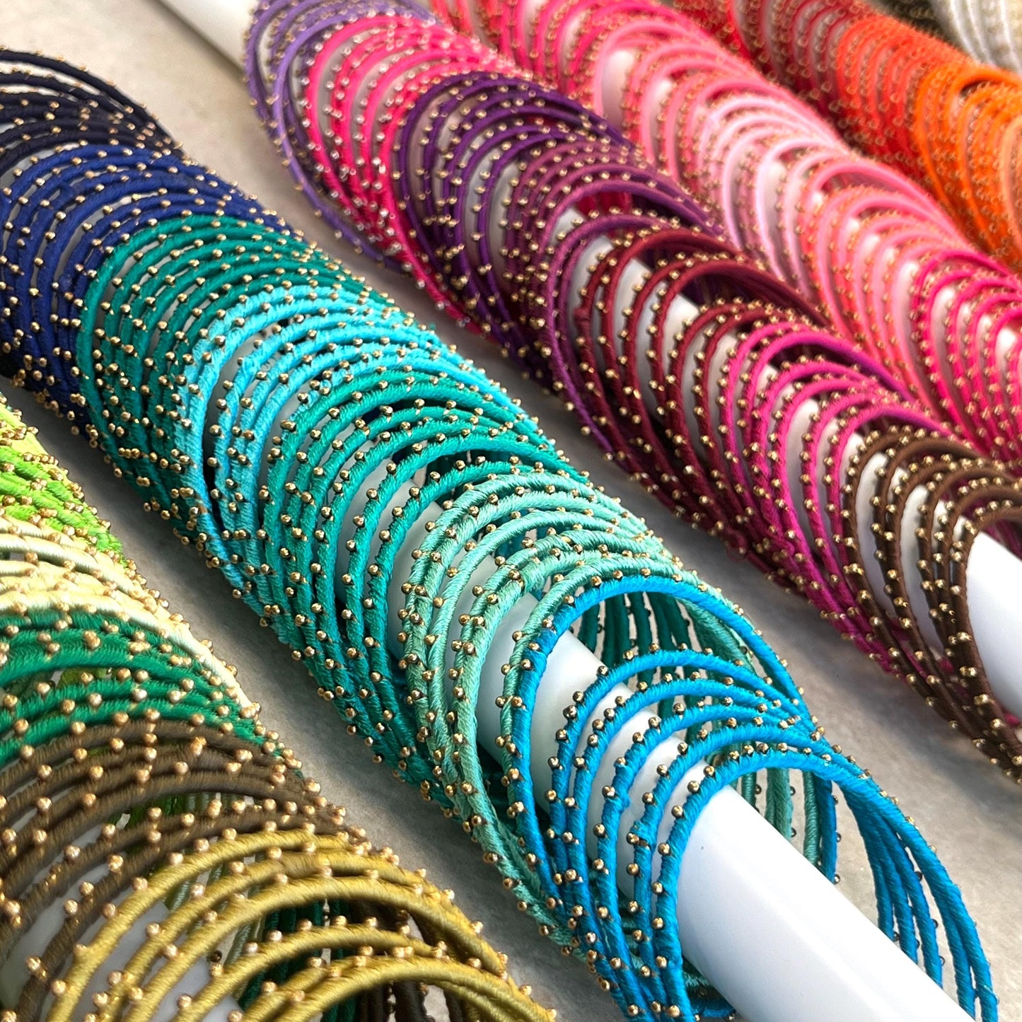 Blue/Teal/Turquoise Shades/Thread Coloured Bangle Block/ Collection/ Set/ Indian/ Pakistani Bangles/ 2.6 Small Bangles